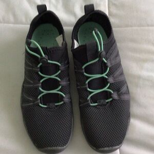 All In Motion - Dark Gray Mesh Slip-On Water-Land Shoes with Mint Green Laces